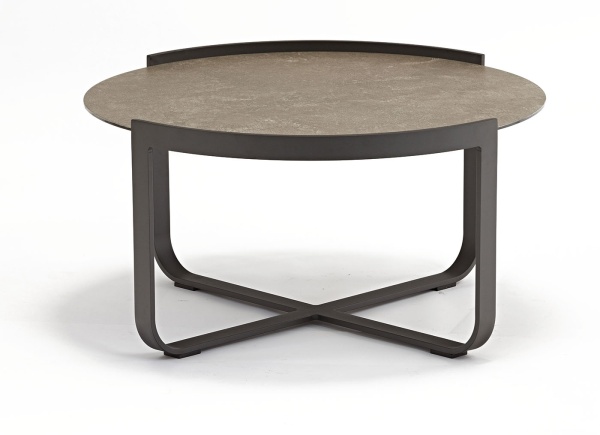 Boden, стол кофейный d80 см антрацит/коричневый