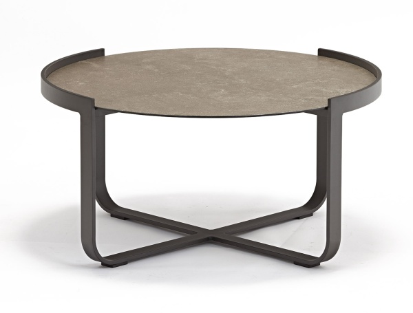 Boden, стол кофейный d80 см антрацит/коричневый