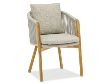 Авеста, кресло обеденное, серый, тик/алюминий/роуп