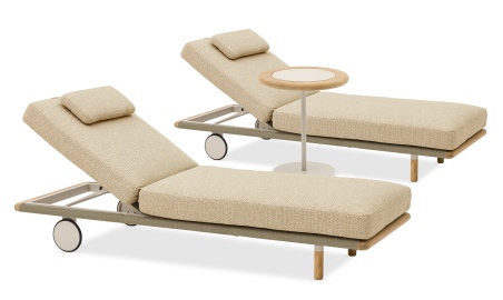 Авеста, комплект лежаков со столом, бежевый/светло-коричневый, тик/роуп