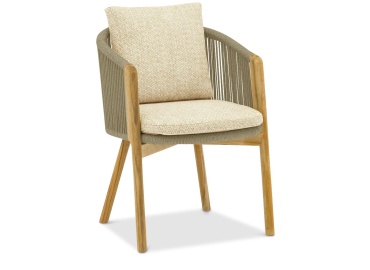 Авеста, кресло обеденное, бежевый/светло-коричневый, тик/алюминий/роуп