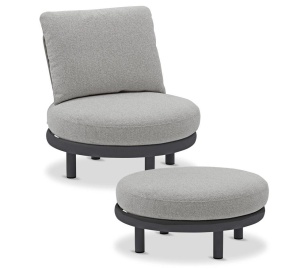 Gotland, кресло с пуфом, антрацит/серый