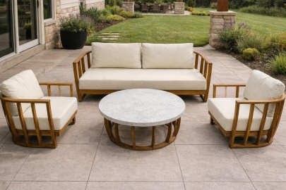 Эллиот, комплект мебели для отдыха, коричневый, массив акации