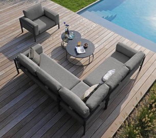 Stockholm L, угловой комплект c круглыми столиками, антрацит/серый