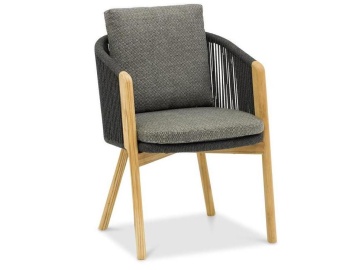 Авеста, кресло обеденное, черный, тик/алюминий/роуп