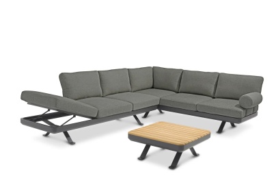 Лунд А, комплект мебели антрацит/антрацит, алюминий