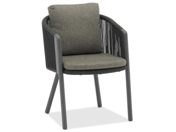 Авеста, кресло обеденное, черный/серый, алюминий/роуп