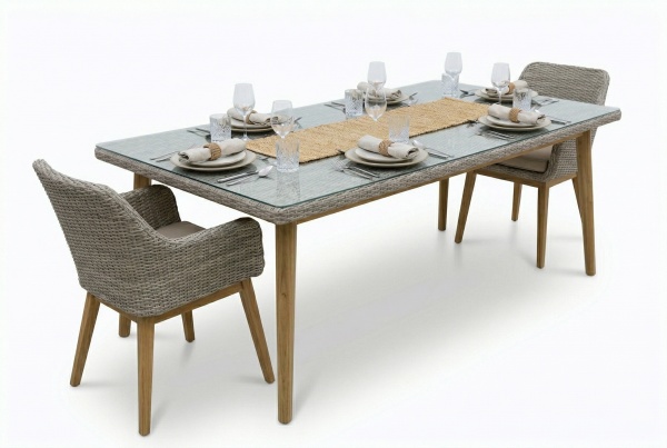 Ароса, стол обеденный 200х100см, искусственный ротанг/акация