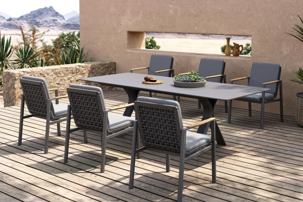 Rhine, кресло обеденное, алюминий/иск.ротанг