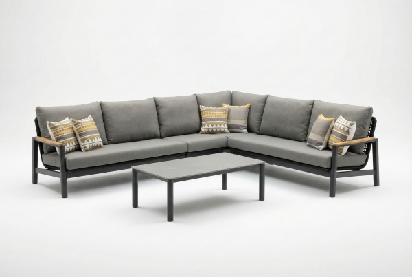 Rhine, угловой комплект мебели, алюминий/тик