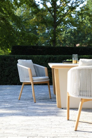 Авеста, кресло обеденное, серый, тик/алюминий/роуп