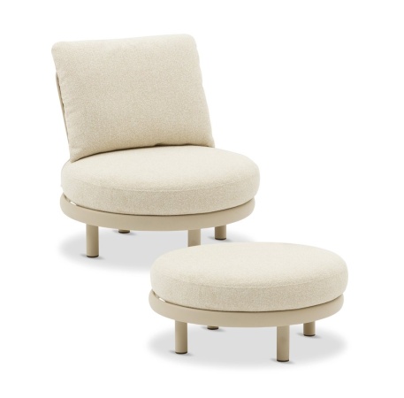 Gotland, кресло с пуфом, бежевый