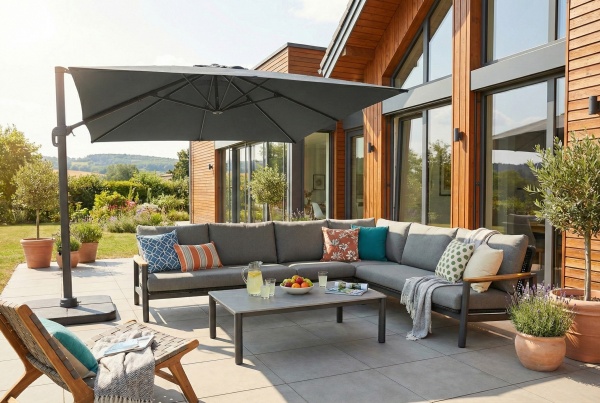 Rhine, угловой комплект мебели, алюминий/тик