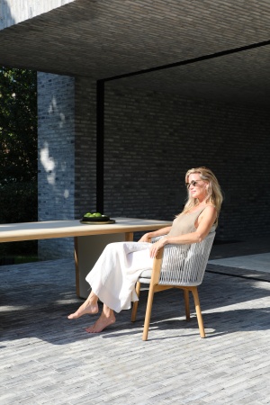 Авеста, кресло обеденное, серый, тик/алюминий/роуп