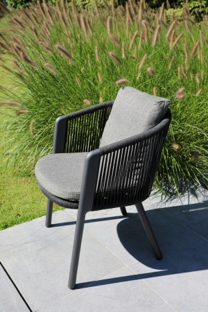 Авеста, кресло обеденное, черный/серый, алюминий/роуп