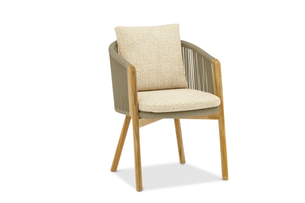 Авеста, кресло обеденное, бежевый/светло-коричневый, тик/алюминий/роуп