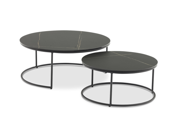 Stockholm L, угловой комплект c круглыми столиками, антрацит/серый