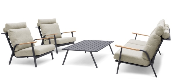 Malmo Lounge, комплект мебели с 2-х местным диваном (антрацит/светло-серый)