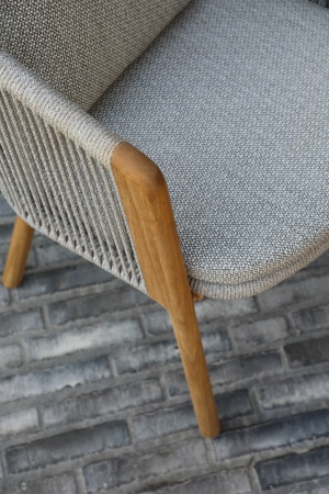 Авеста, кресло обеденное, серый, тик/алюминий/роуп