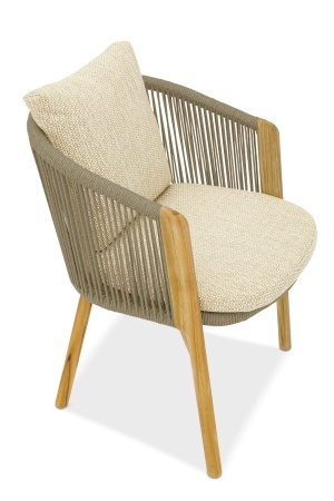 Авеста, кресло обеденное, бежевый/светло-коричневый, тик/алюминий/роуп