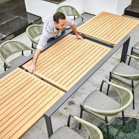 Nora, обеденный стол 220/340*107 антрацит/натуральный