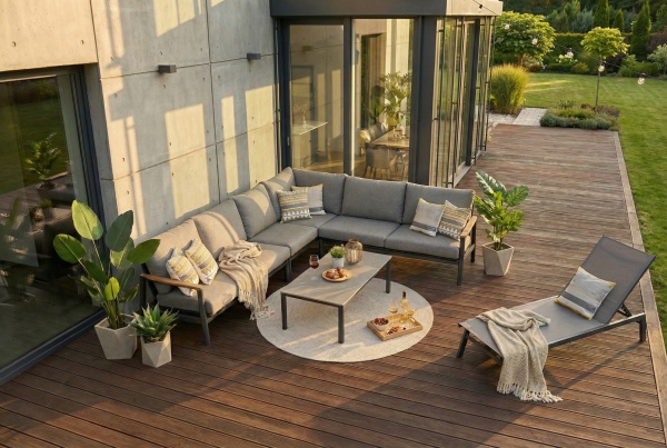 Rhine, угловой комплект мебели, алюминий/тик