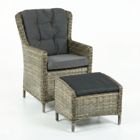Марина, Кресло с пуфом, серо-коричневый, искусственный ротанг