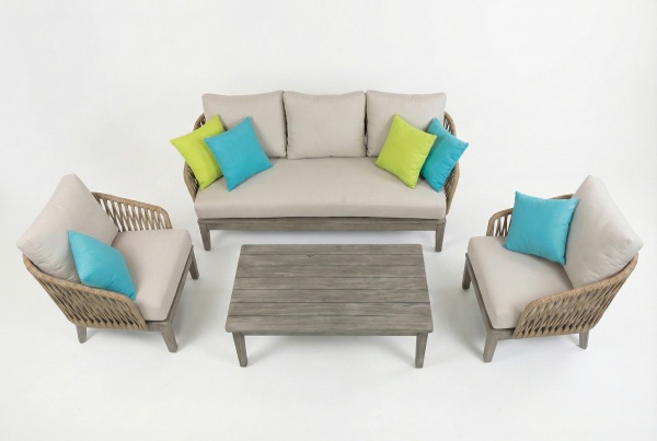 Багама, комплект мебели для отдыха, коричневый, массив акации/роуп