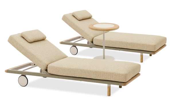 Авеста, комплект лежаков со столом, бежевый/светло-коричневый, тик/роуп