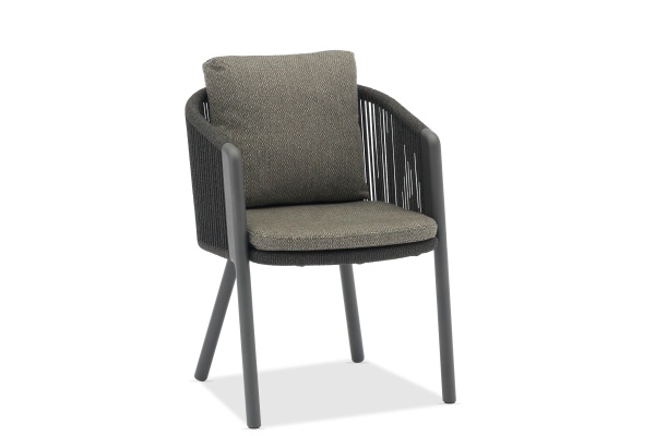 Авеста, кресло обеденное, черный/серый, алюминий/роуп