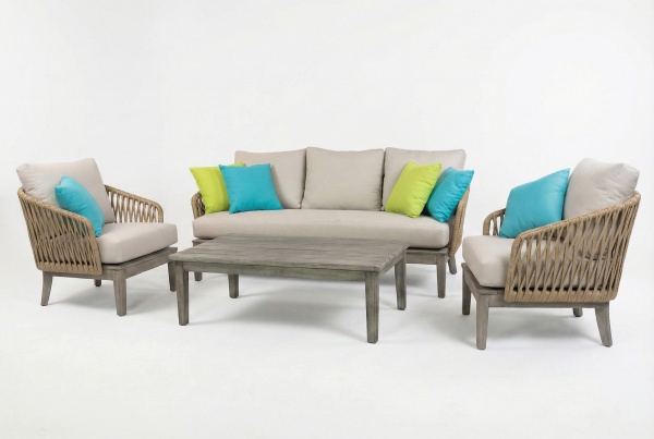 Багама, комплект мебели для отдыха, коричневый, массив акации/роуп