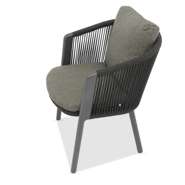 Авеста, кресло обеденное, черный/серый, алюминий/роуп