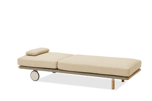 Авеста, комплект лежаков со столом, бежевый/светло-коричневый, тик/роуп