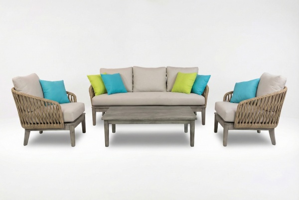 Багама, комплект мебели для отдыха, коричневый, массив акации/роуп
