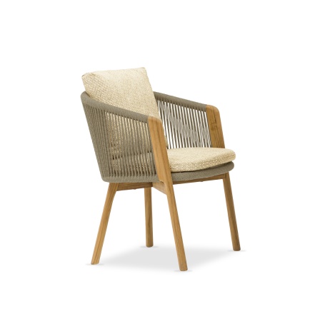 Авеста, кресло обеденное, бежевый/светло-коричневый, тик/алюминий/роуп
